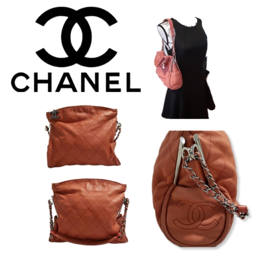 CHANEL Coral Pink Lambskin Quilted Soft Flap Bag